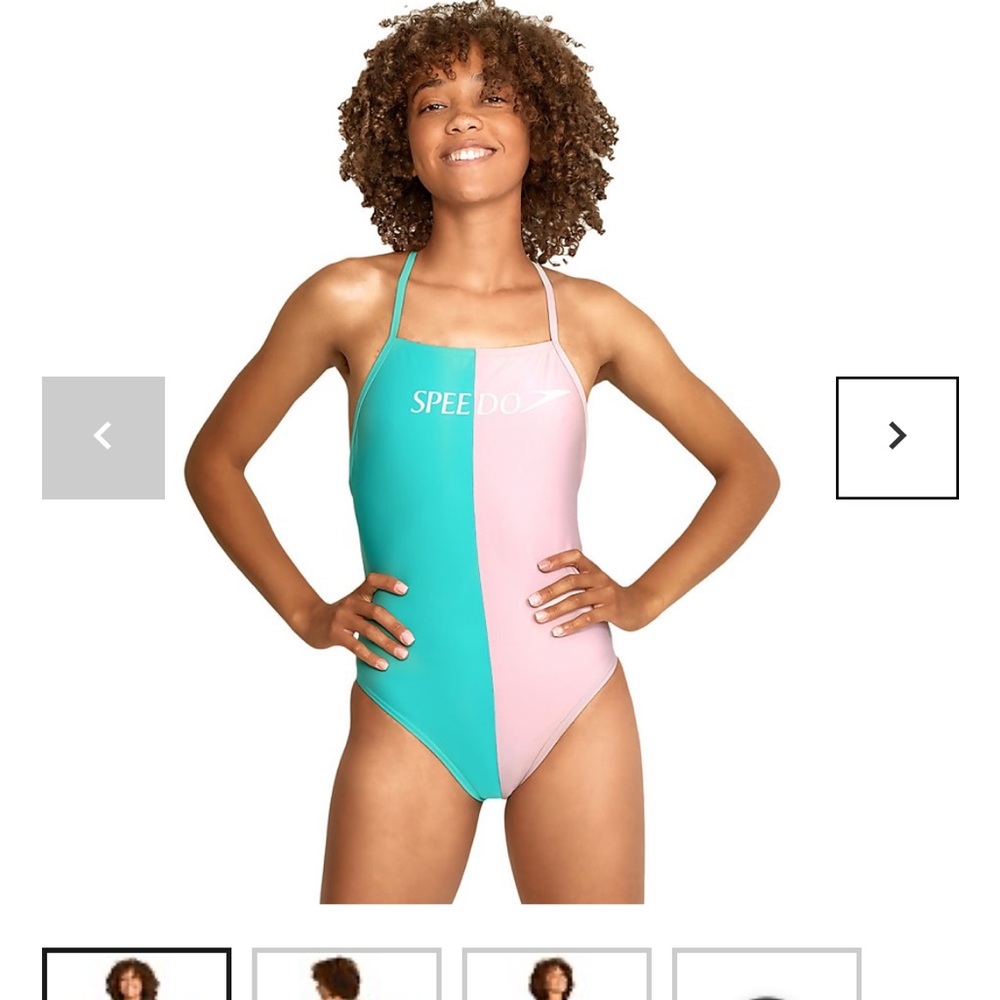 NWT Speedo Women's Solid Half Split One Piece Green. Size 32 (size 6)